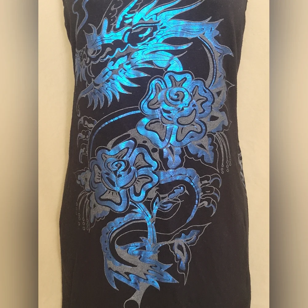 Black Dress with Blue Dragon Design - Picture 2 of 7